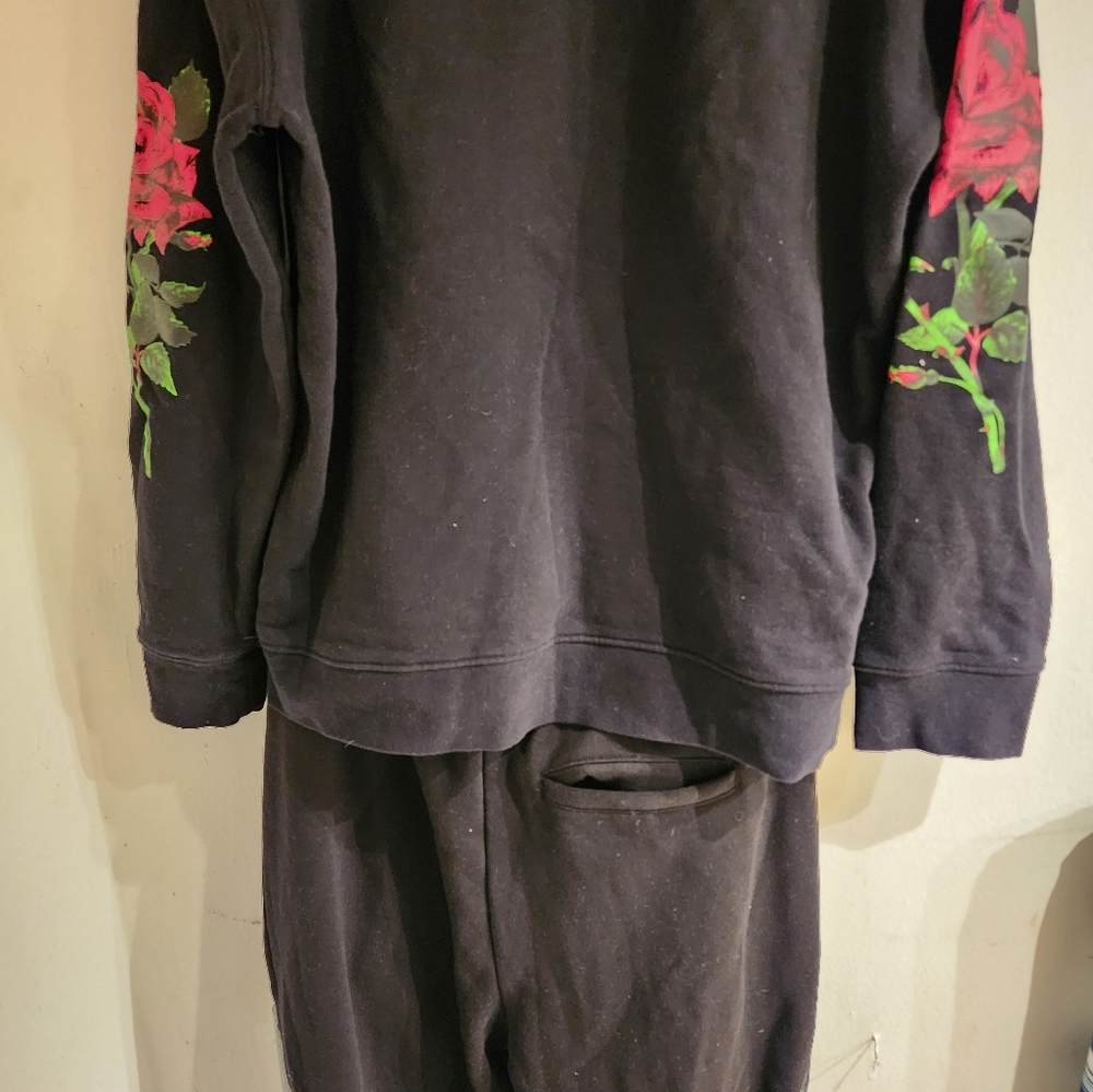 Forever 21 sweat set Rose logo XL joggers L hoody Black & Red new no tags washed - Picture 7 of 15